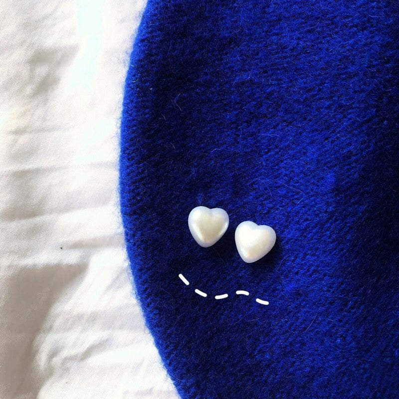 Fashion Heart Shape Imitation Pearl Plastic Resin Women's Ear Studs 1 Pair