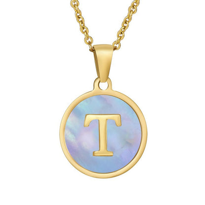 Fashion Letter Titanium Steel Plating Shell Necklace