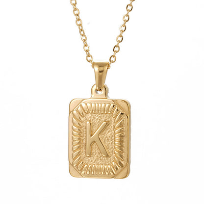 Retro Letter Square Stripe Stainless Steel Plating Necklace 1 Piece