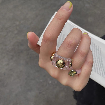 Fashion Geometric Transparent Arylic Women's Rings