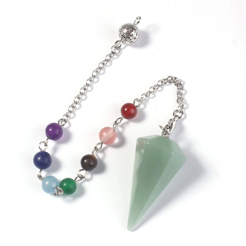 Fashion Hexagonal Pyramid Stone Beaded Pendant Necklace 1 Piece