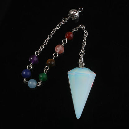 Fashion Hexagonal Pyramid Stone Beaded Pendant Necklace 1 Piece