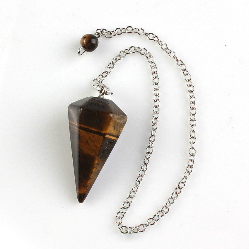 Fashion Hexagonal Pyramid Stone Beaded Pendant Necklace 1 Piece