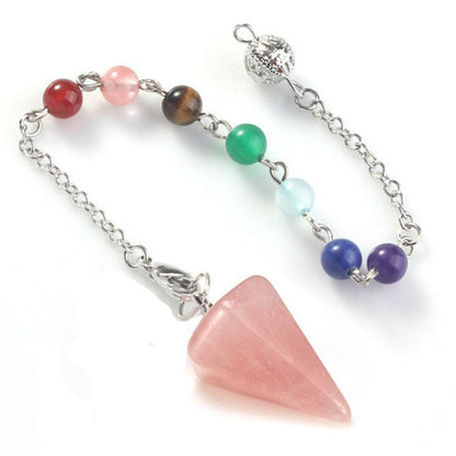 Fashion Hexagonal Pyramid Stone Beaded Pendant Necklace 1 Piece