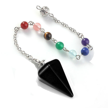 Fashion Hexagonal Pyramid Stone Beaded Pendant Necklace 1 Piece