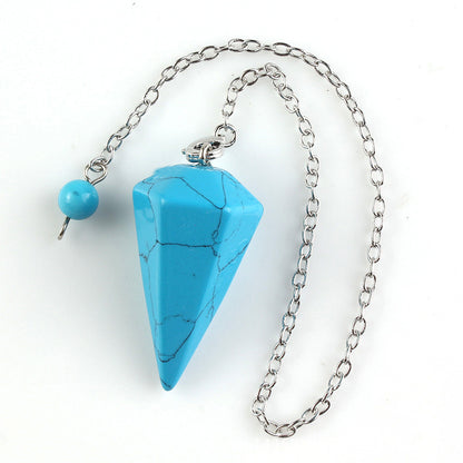 Fashion Hexagonal Pyramid Stone Beaded Pendant Necklace 1 Piece