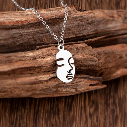 Simple Style Human Face Stainless Steel Irregular Pendant Necklace 1 Piece