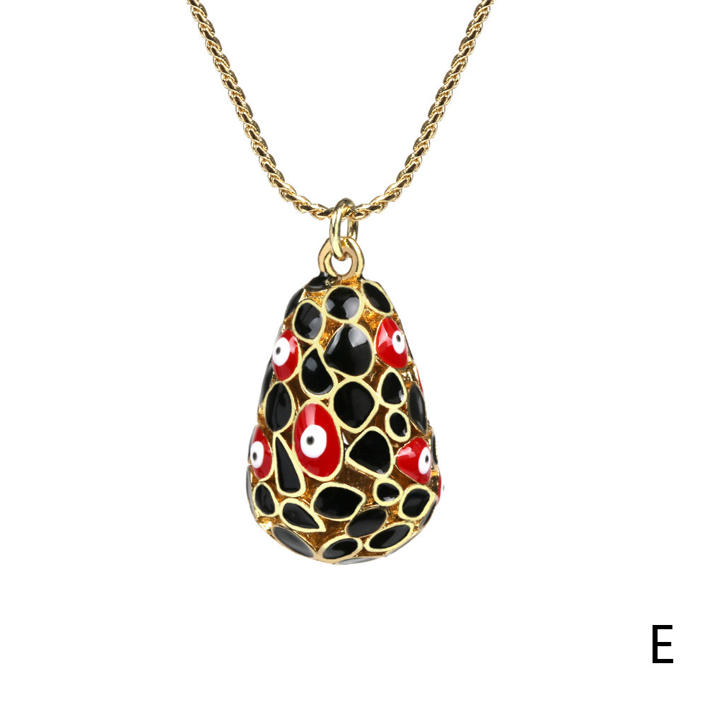 Fashion Devil's Eye Copper Gold Plated Zircon Pendant Necklace