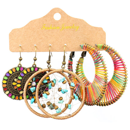 1 Set Retro Round Metal Plating Women's Drop Earrings