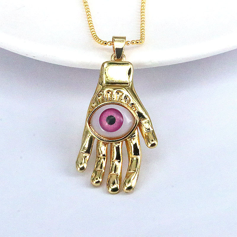 Hip-hop Palm Eye Copper Gold Plated Pendant Necklace 1 Piece