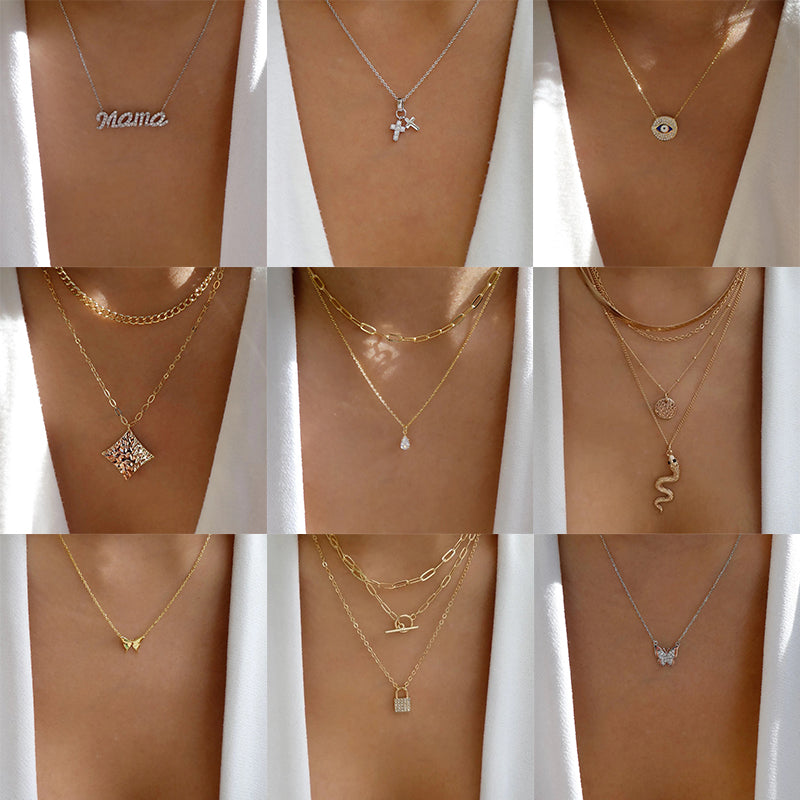 Fashion Letter Snake Alloy Rhinestones Women's Layered Necklaces Pendant Necklace 1 Piece