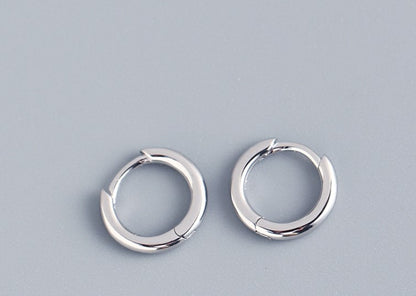 1 Pair Simple Style Round Plating Sterling Silver Hoop Earrings