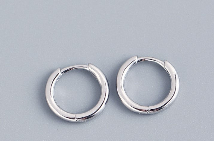 1 Pair Simple Style Round Plating Sterling Silver Hoop Earrings