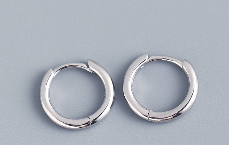 1 Pair Simple Style Round Plating Sterling Silver Hoop Earrings