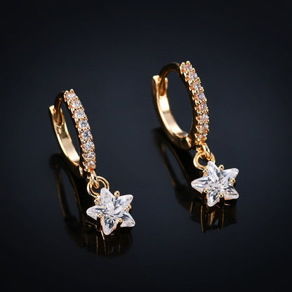 Fashion Star Copper Zircon Drop Earrings 1 Pair