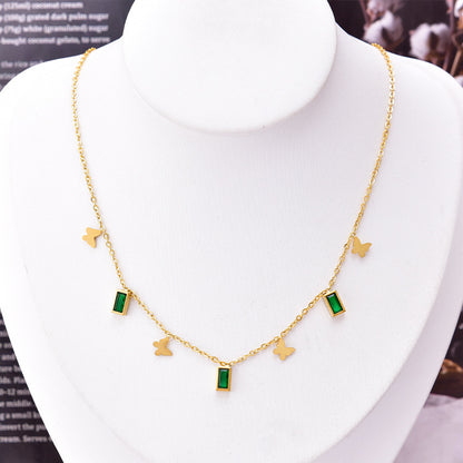 Fashion Geometric Titanium Steel Plating Zircon Necklace