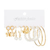 Retro Heart Shape Butterfly Arylic Imitation Pearl Alloy Women's Hoop Earrings 1 Set