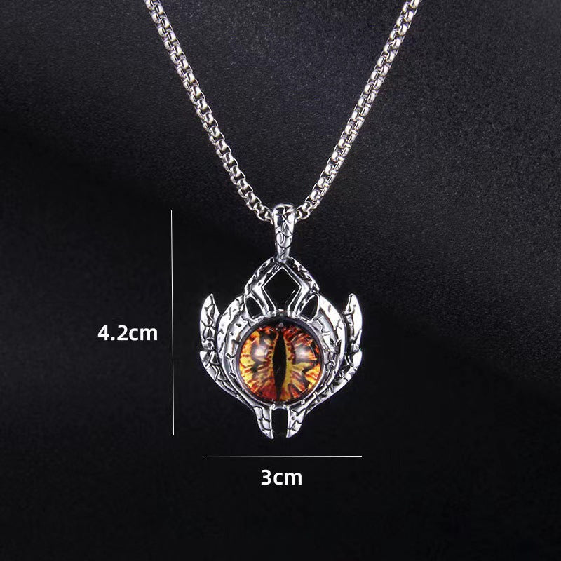 Retro Geometric Stainless Steel Inlay Artificial Gemstones Pendant Necklace 1 Piece