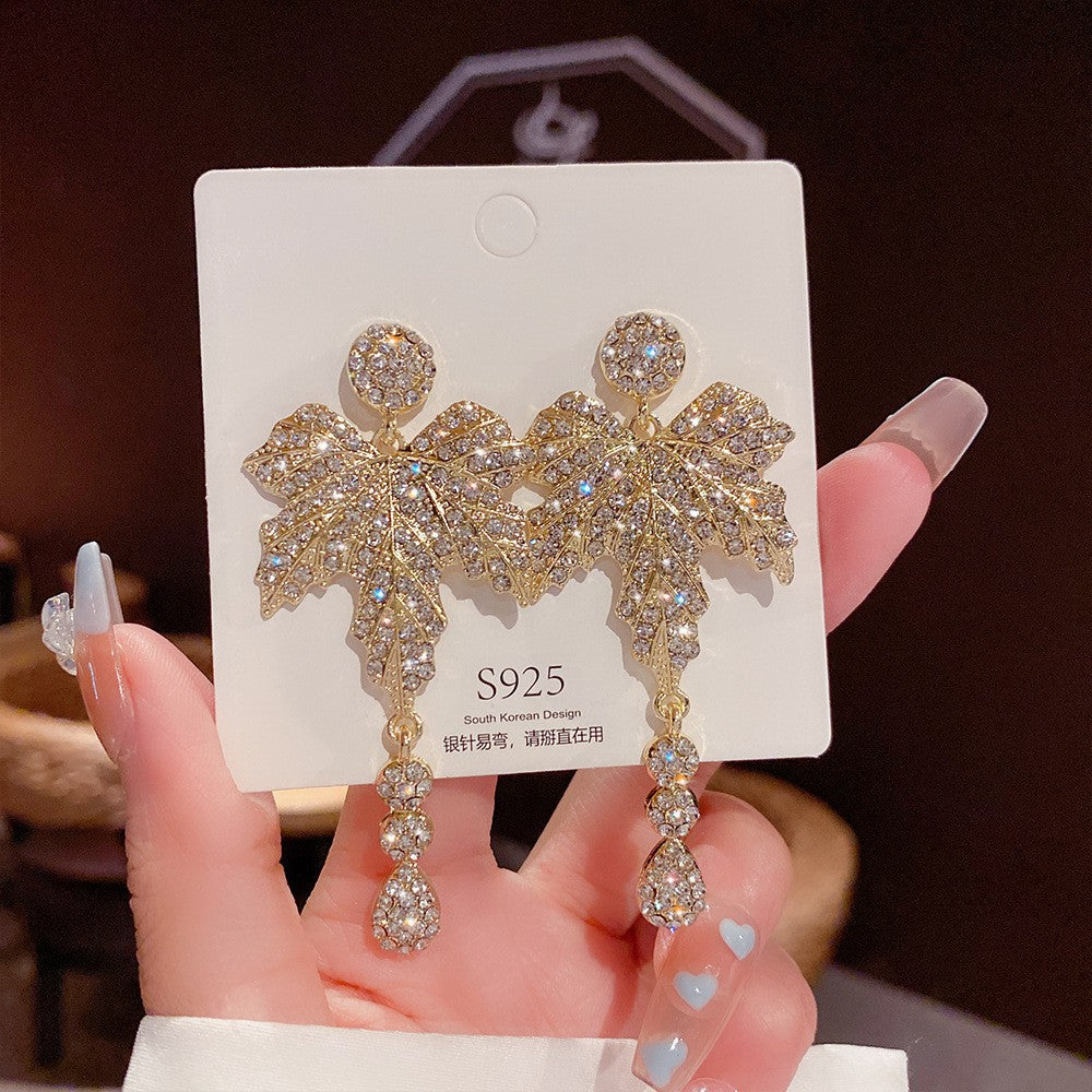 Fashion Star Butterfly Bow Knot Imitation Pearl Copper Tassel Rhinestones Drop Earrings 1 Pair