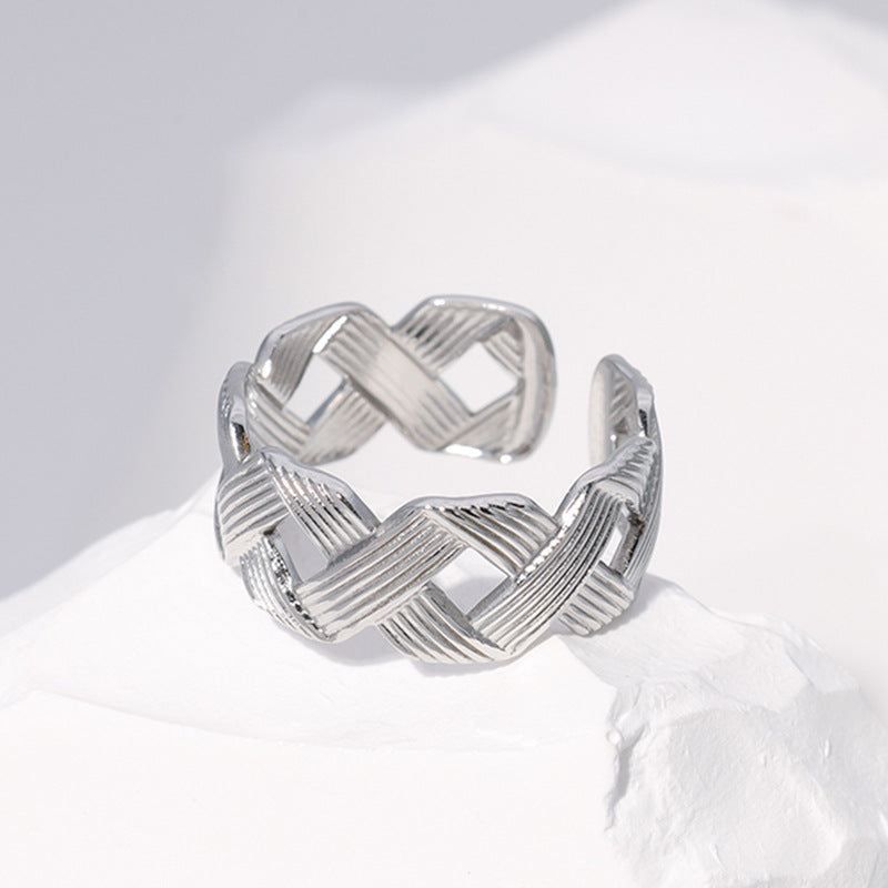 Fashion Geometric Stainless Steel Plating Open Ring