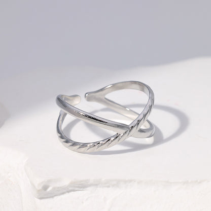 Fashion Geometric Stainless Steel Plating Open Ring