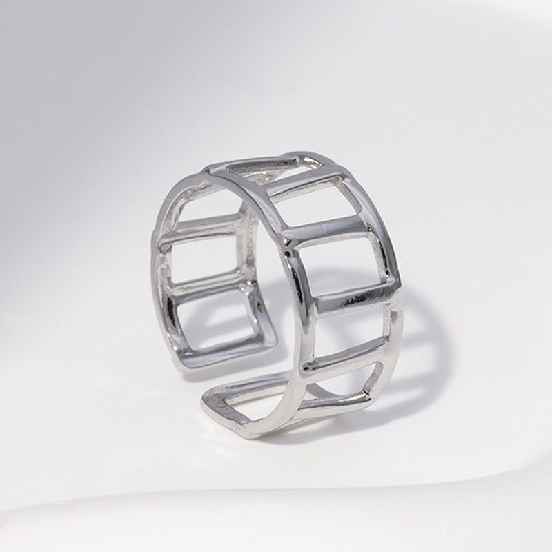 Fashion Geometric Stainless Steel Plating Open Ring