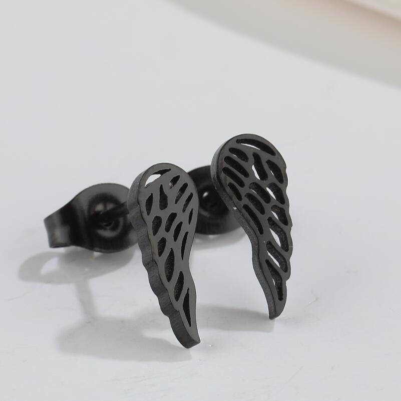 Fashion Wings Titanium Steel Plating Ear Studs 1 Pair