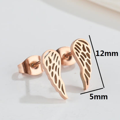 Fashion Wings Titanium Steel Plating Ear Studs 1 Pair