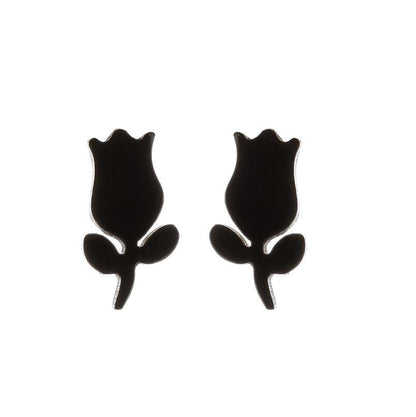 Simple Style Plant Stainless Steel Plating Ear Studs 1 Pair