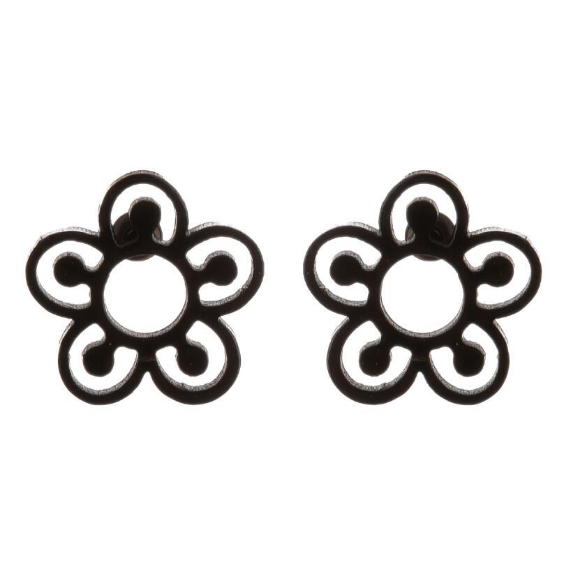 1 Pair Simple Style Heart Shape Flower Titanium Steel Ear Studs