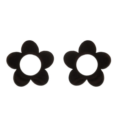 1 Pair Simple Style Heart Shape Flower Titanium Steel Ear Studs