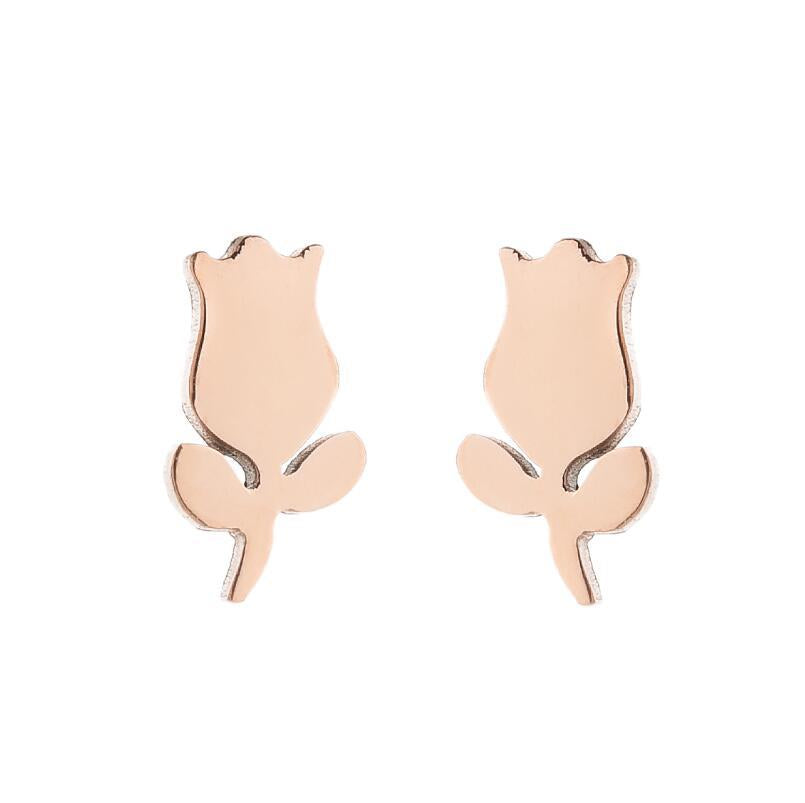 Simple Style Plant Stainless Steel Plating Ear Studs 1 Pair