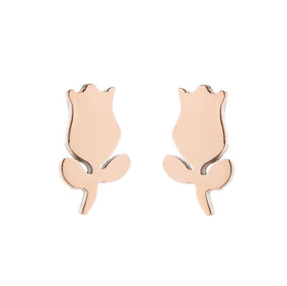 Simple Style Plant Stainless Steel Plating Ear Studs 1 Pair