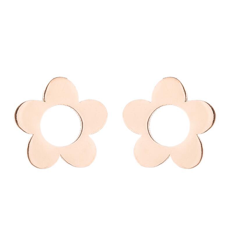 1 Pair Simple Style Heart Shape Flower Titanium Steel Ear Studs