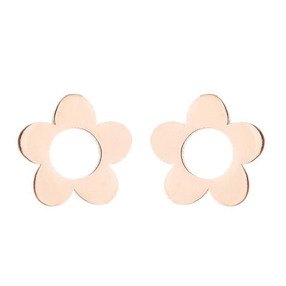 1 Pair Simple Style Heart Shape Flower Titanium Steel Ear Studs