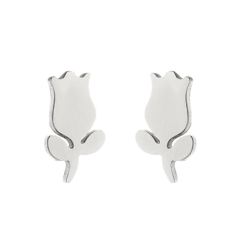 Simple Style Plant Stainless Steel Plating Ear Studs 1 Pair