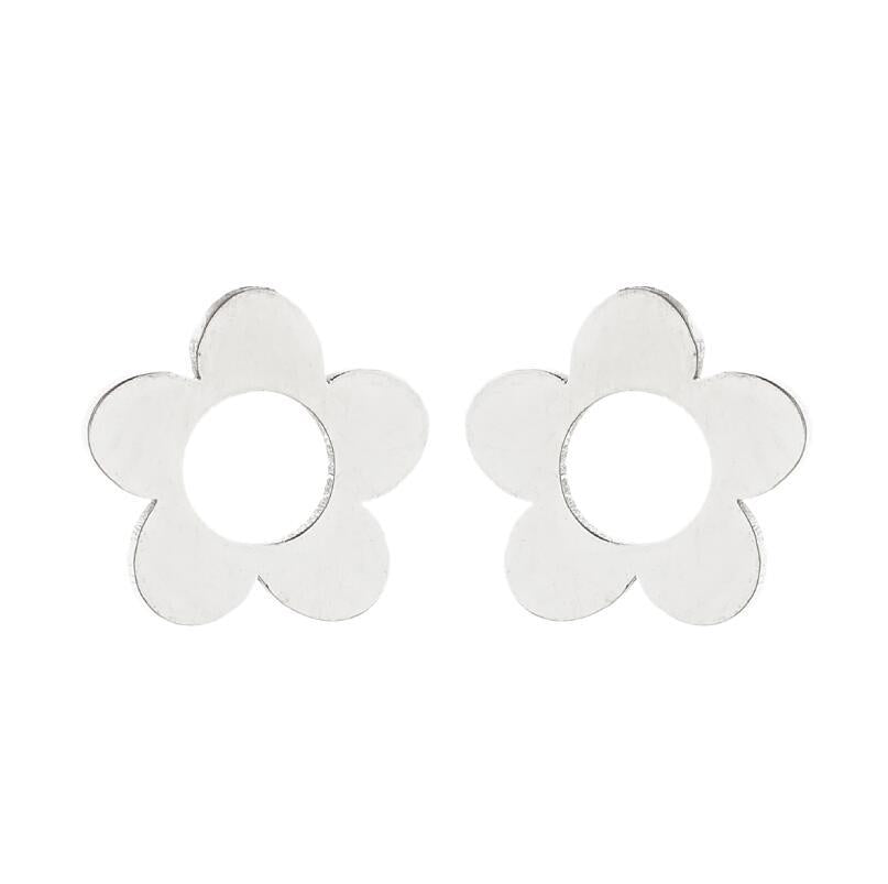 1 Pair Simple Style Heart Shape Flower Titanium Steel Ear Studs