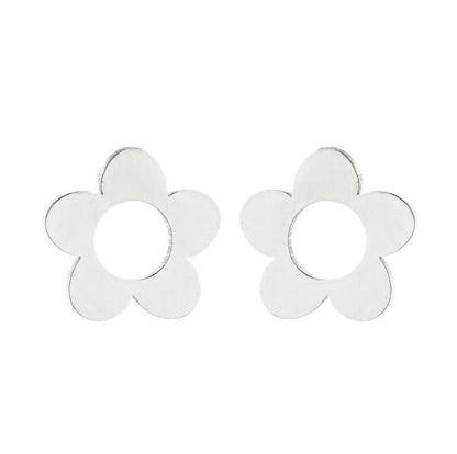 1 Pair Simple Style Heart Shape Flower Titanium Steel Ear Studs