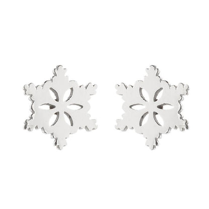 Fashion Snowflake Stainless Steel Plating Ear Studs 1 Pair