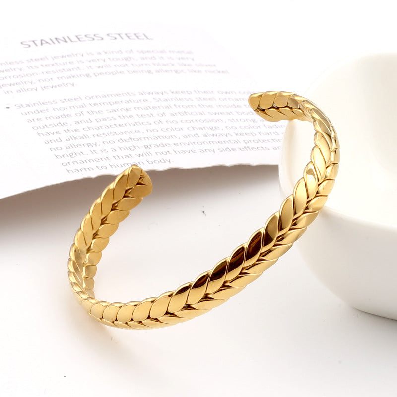 Fashion Geometric Stainless Steel Plating Bangle