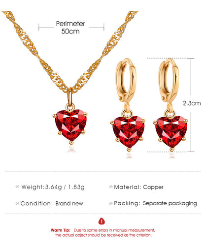 New Suit Jewelry Classic Crystal Zircon Love Necklace Earring Ladies Temperament Wild Jewelry Wholesale Gooddiy