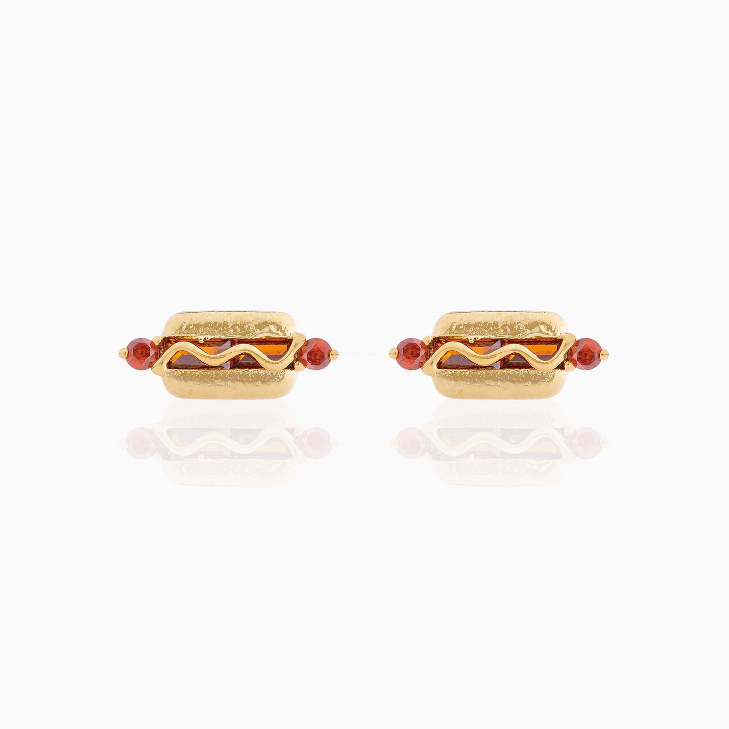 Fashion Geometric Coke Hamburger Brass Inlaid Zircon Ear Studs 1 Pair