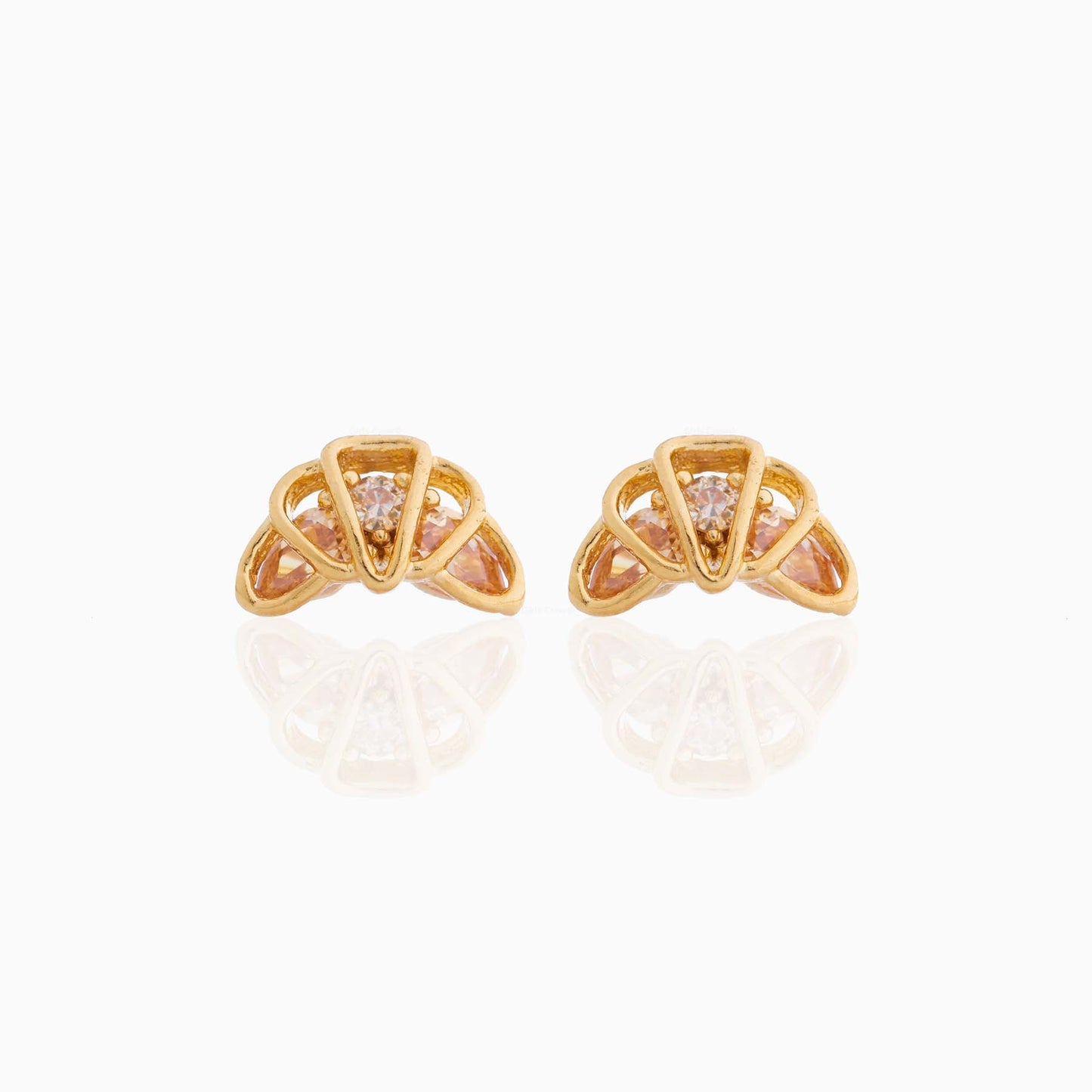 Fashion Geometric Coke Hamburger Brass Inlaid Zircon Ear Studs 1 Pair