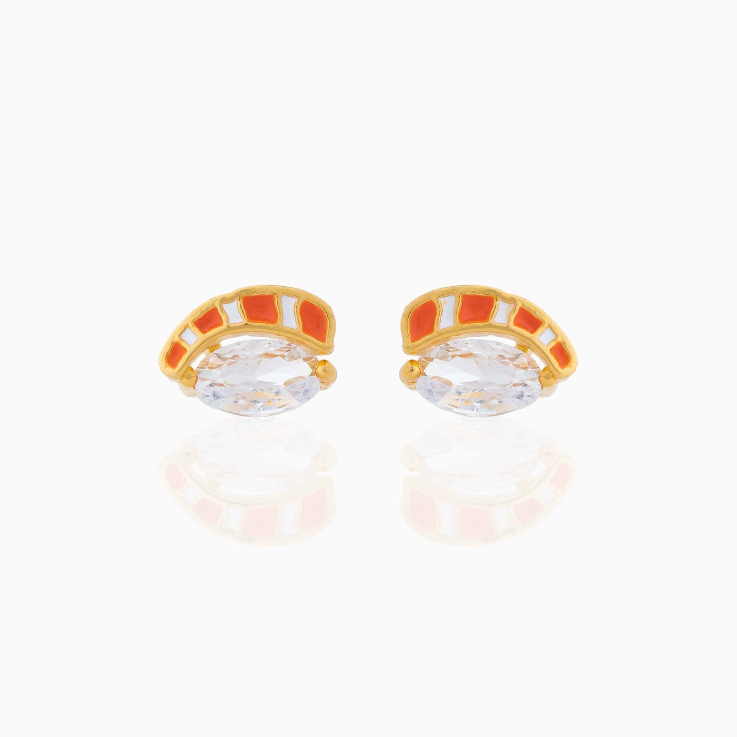 Fashion Geometric Coke Hamburger Brass Inlaid Zircon Ear Studs 1 Pair