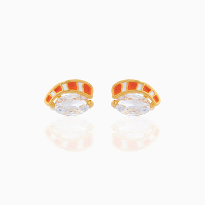 Fashion Geometric Coke Hamburger Brass Inlaid Zircon Ear Studs 1 Pair