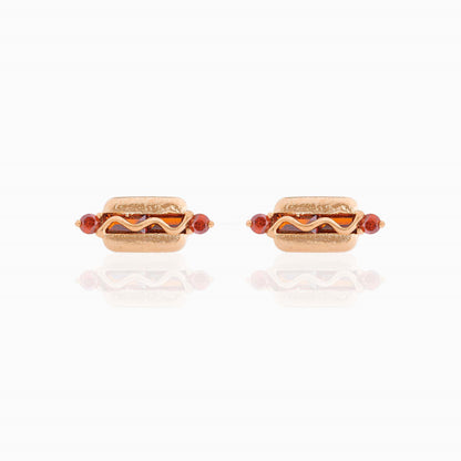 Fashion Geometric Coke Hamburger Brass Inlaid Zircon Ear Studs 1 Pair