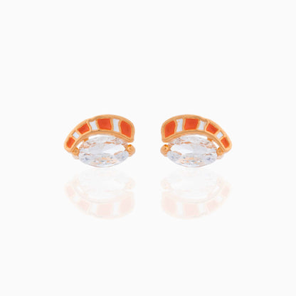 Fashion Geometric Coke Hamburger Brass Inlaid Zircon Ear Studs 1 Pair