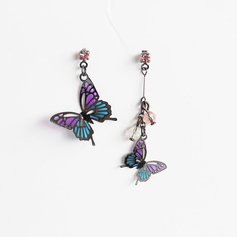 Sweet Butterfly Metal Enamel Women's Earrings 1 Pair