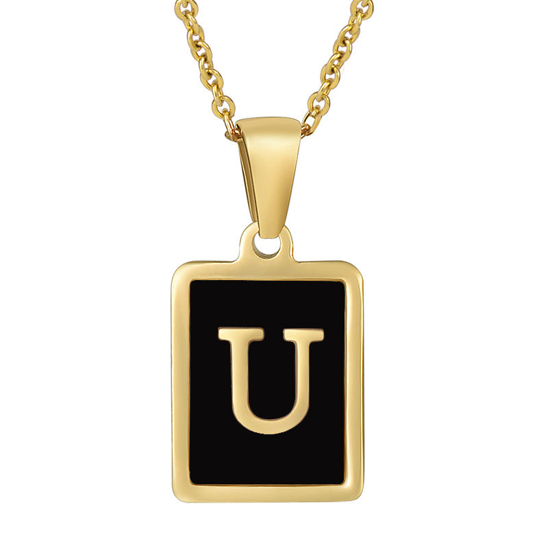 Fashion Letter Square Stainless Steel Titanium Steel Plating Pendant Necklace 1 Piece