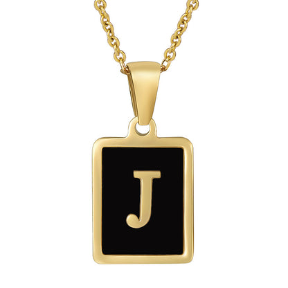 Fashion Letter Square Stainless Steel Titanium Steel Plating Pendant Necklace 1 Piece